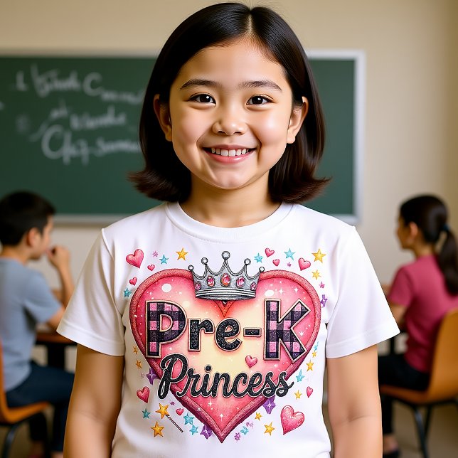 Camiseta Corona de Princesa Pre-K Adorable Corazón (Pre K Princess for first day of school.)