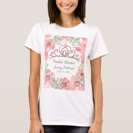 Camiseta Corona de purpurina rosa personalizada con rosas r