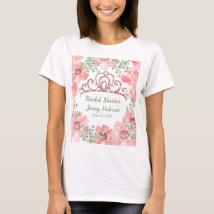 Camiseta Corona de purpurina rosa personalizada Rosas rosad