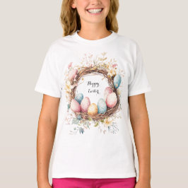Camiseta Corona decorativa colorida de huevos de Pascua con