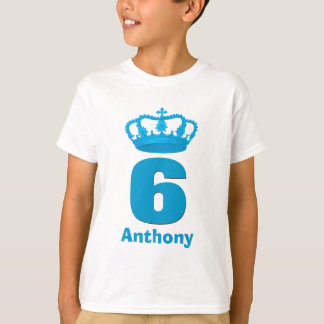 Camiseta Corona del muchacho de 6 cumpleaños y nombre de