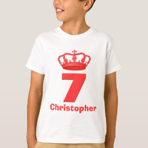 Camiseta Corona del muchacho de 7 cumpleaños y nombre de