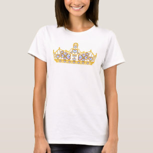 Camiseta corona dorada de diamantes de corazón moda brillan