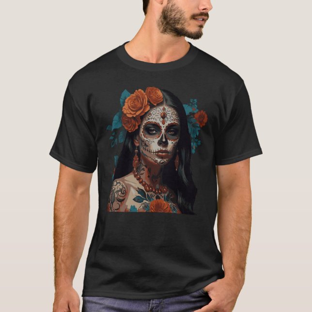 Camiseta Corona floral de cráneo de azúcar (Anverso)