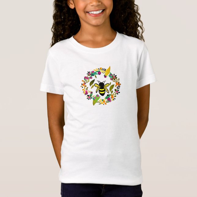 Camiseta Corona floral y abeja (Anverso)