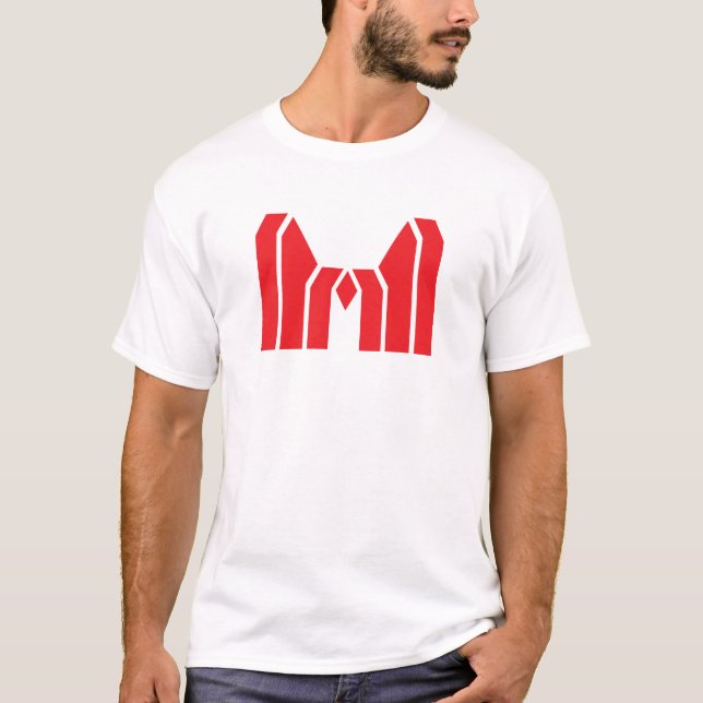 Camiseta Corona Geométrica Roja Letra M (Anverso)