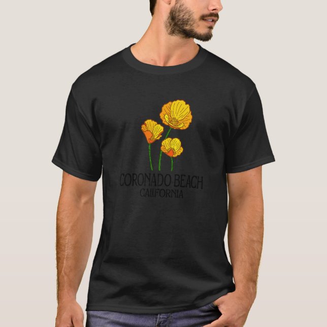 Camiseta Coronado Beach California CA Poppy Flower State Ci (Anverso)