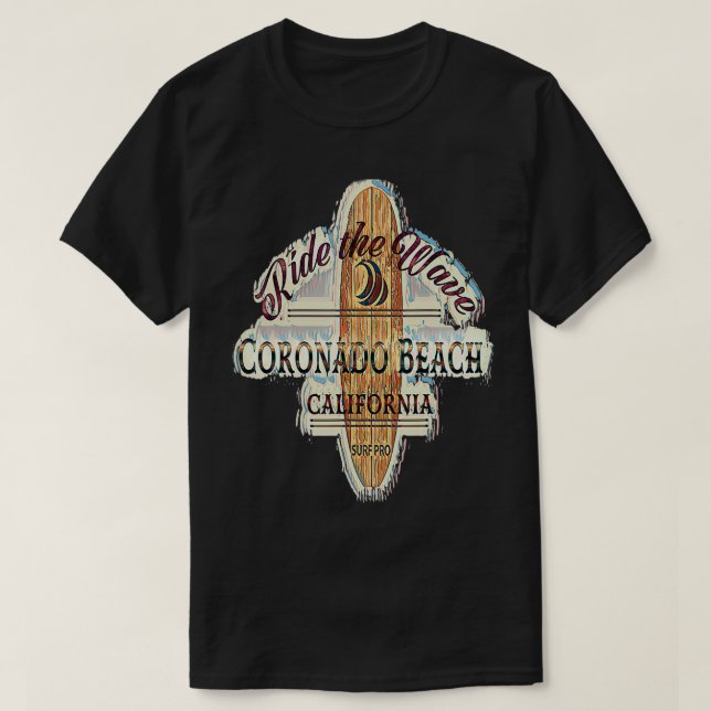 Camiseta Coronado Beach Surfing Retro Su (Diseño del anverso)