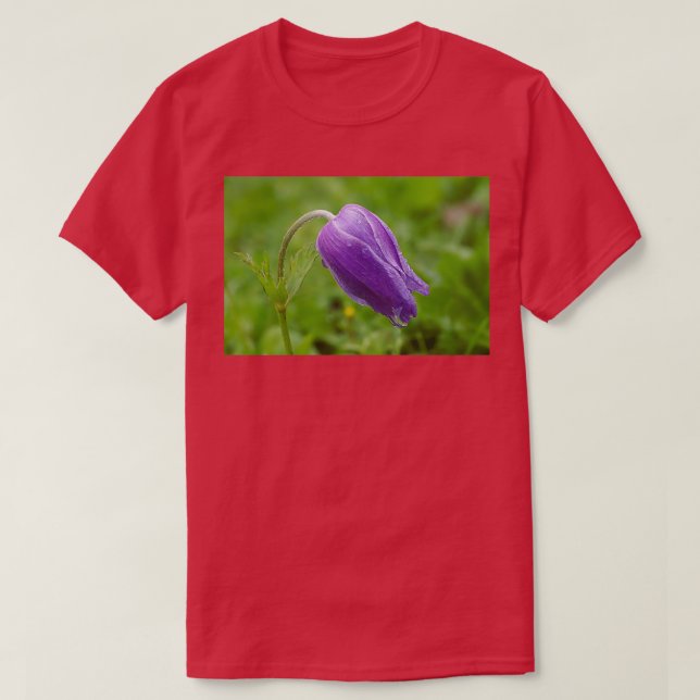Camiseta Coronaria morada anémona en crecimiento natural (Diseño del anverso)