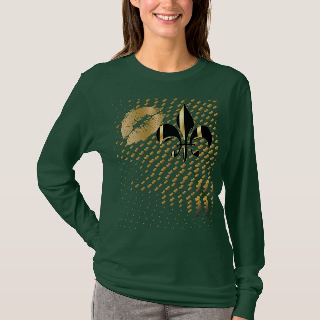 Camiseta Coros de oro negro/beso Fleur de Lis (Anverso)