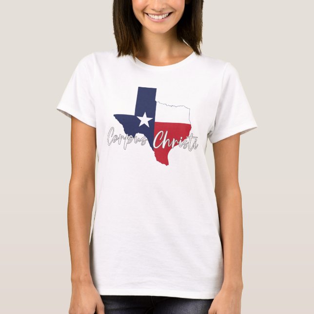 Camiseta Corpus Christi, Texas Flag Map Women's White (Anverso)
