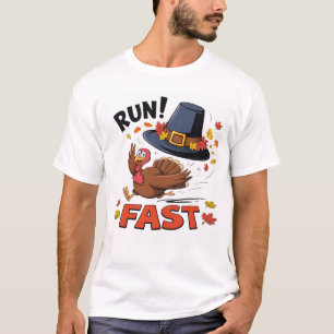 Camiseta ¡Corre! Pájaros rápidos de acción de gracias Famil