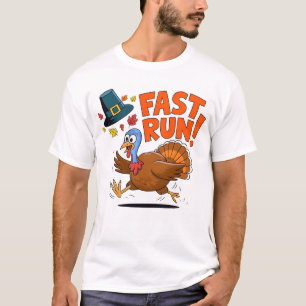 Camiseta ¡Corre! Pájaros rápidos de acción de gracias Famil
