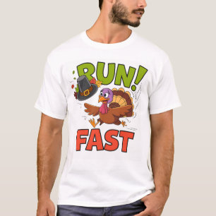 Camiseta ¡Corre! Pájaros rápidos de acción de gracias Famil