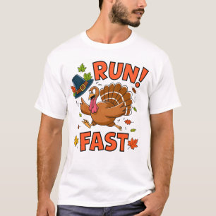 Camiseta ¡Corre! Pájaros rápidos de acción de gracias Famil
