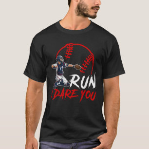 Camiseta Corre Roba Te Desafío Humor Beisbol Receptor