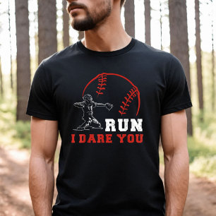 Camiseta Corre te atrevo Humor Antiguo Béisbol