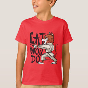 Camiseta Correa negra de gato divertida de Taekwondo
