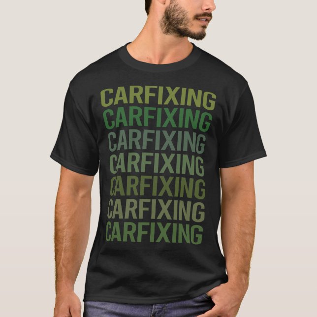 Camiseta Corrección de coches de texto verde (Anverso)