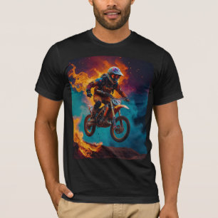 Camiseta Corredor de Motocross y Erupción Volcánica