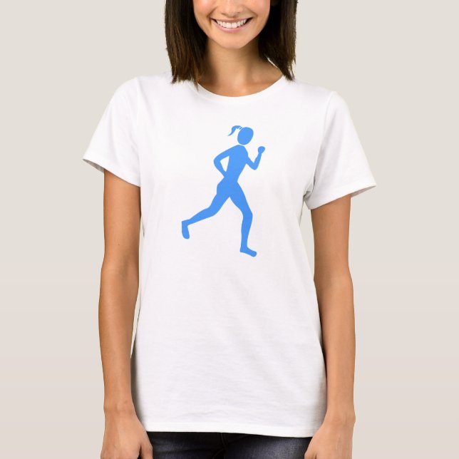 Camiseta Corredora (hembra) - Azul bebé (Anverso)
