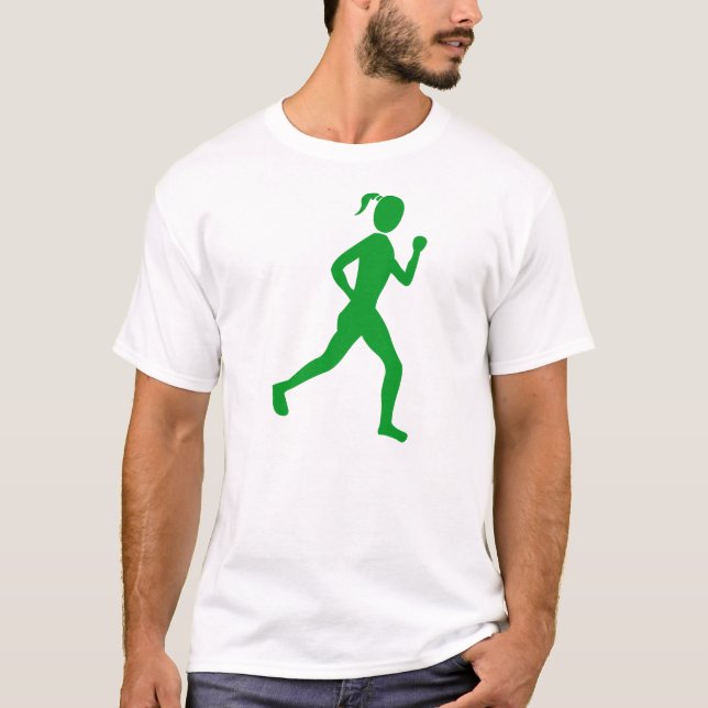 Camiseta Corredora (hembra) - Verde de hierba (Anverso)