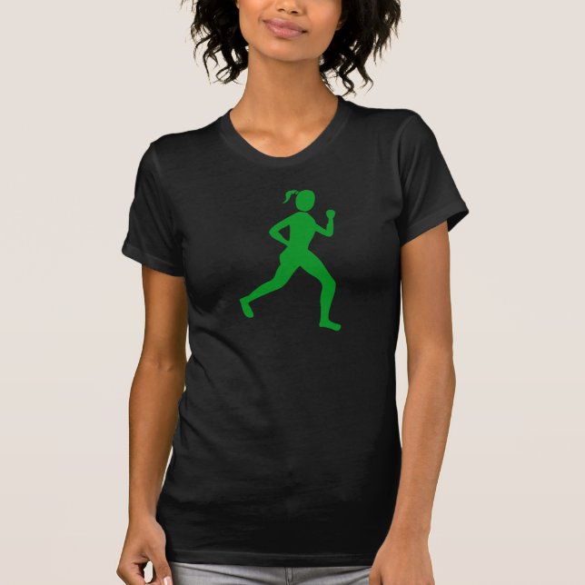 Camiseta Corredora (hembra) - Verde de hierba (Anverso)