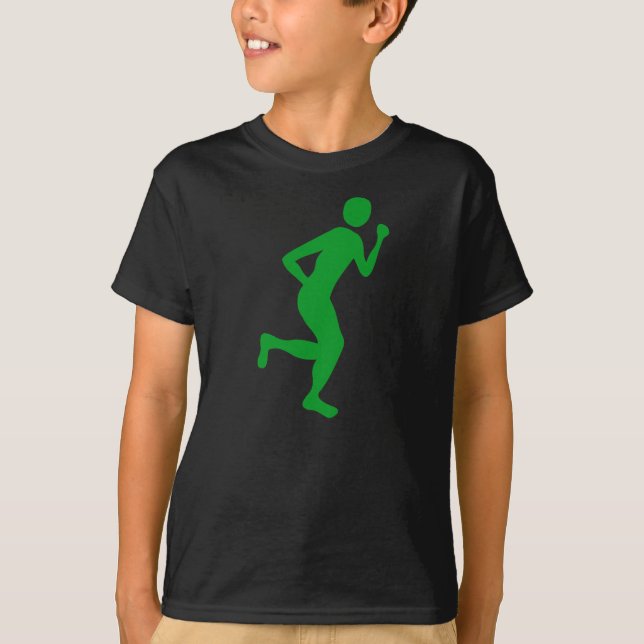 Camiseta Corredora (macho) - Verde de hierba (Anverso)