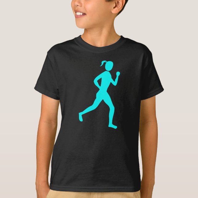 Camiseta Corredora (mujer) - cian (Anverso)