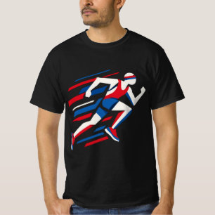 Camiseta Corredores abstractos Rojo Blanco Azul Carrera geo
