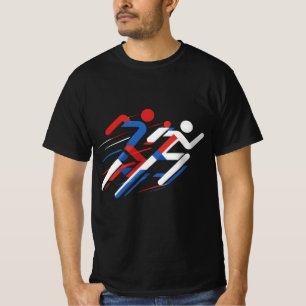 Camiseta Corredores geométricos Sprint Rojo Blanco Azul Car