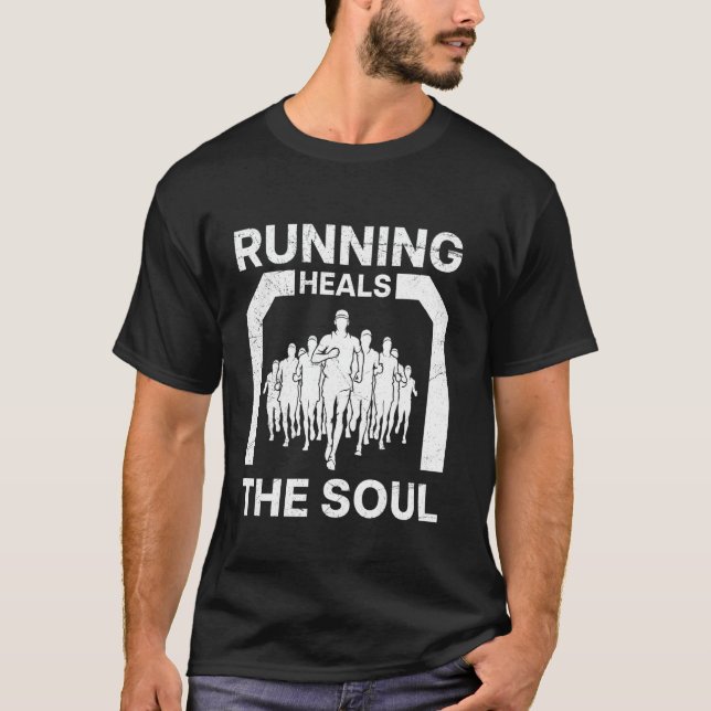 Camiseta CORRER SANA EL ALMA Corredores Divertido Maratón (Anverso)