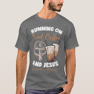 Camiseta Corriendo con café helado y Cold Brew de Jesús 