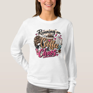 Camiseta Corriendo con Café y Caos Moño Desordenado de Leop