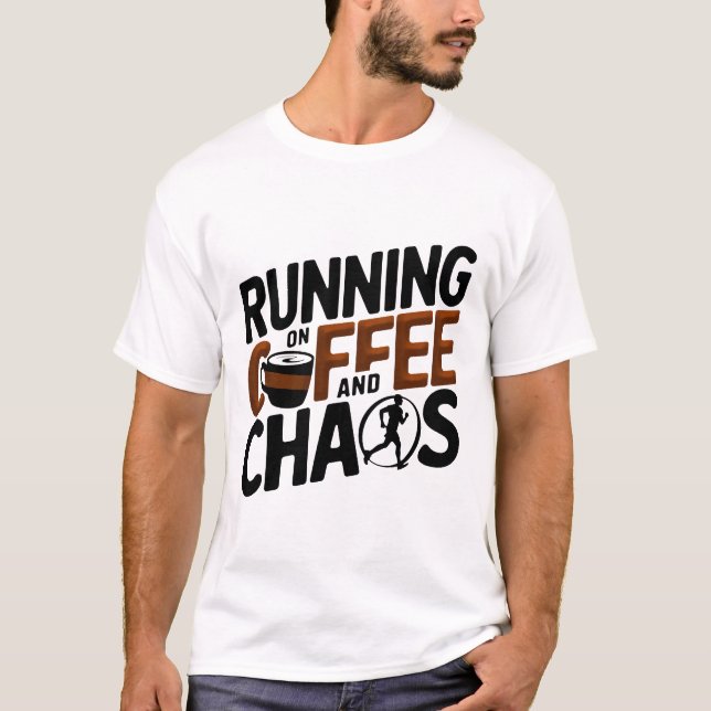 Camiseta Corriendo en café y caos (Anverso)