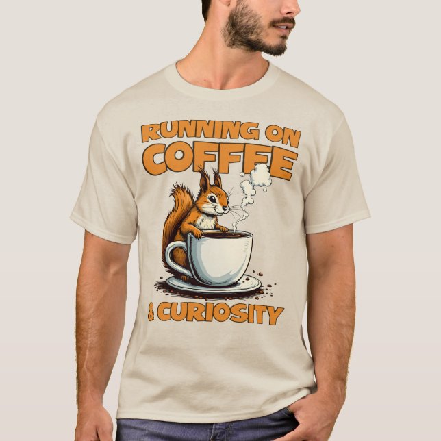 Camiseta Corriendo en café y curiosidad - Café ardilla (Anverso)