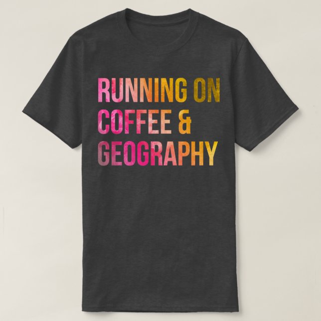 Camiseta Corriendo en café y geografía en acuarela (Diseño del anverso)