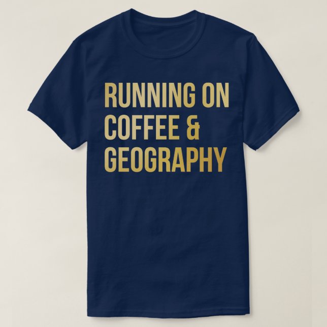 Camiseta Corriendo en café y geografía en oro (Diseño del anverso)