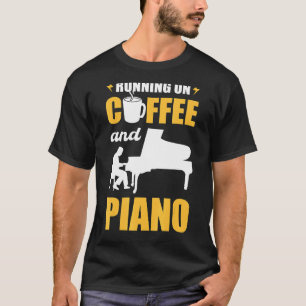 Camiseta Corriendo en el café y piano pianista de teclado