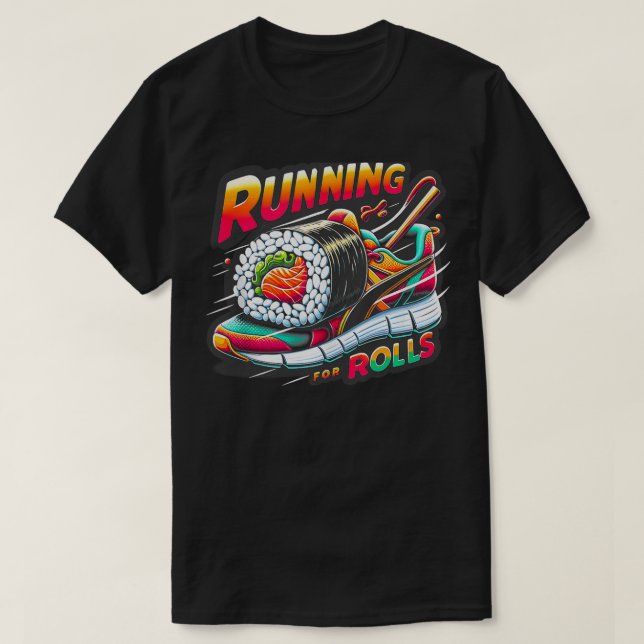 Camiseta Corriendo para Rolls Sushi Gráfica divertida s 1 (Diseño del anverso)