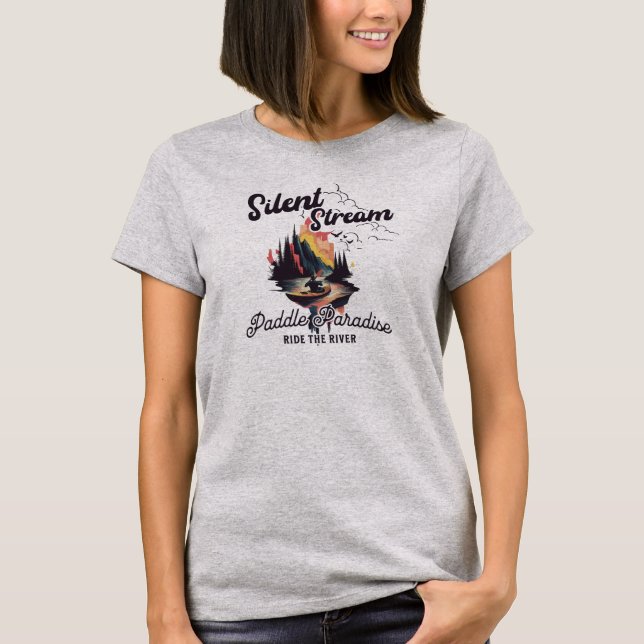 Camiseta Corriente silenciosa, los entusiastas del Kayak Te (Anverso)