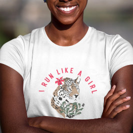 Camiseta Corro Como Un Gráfico Motivacional Chica Del Leopa