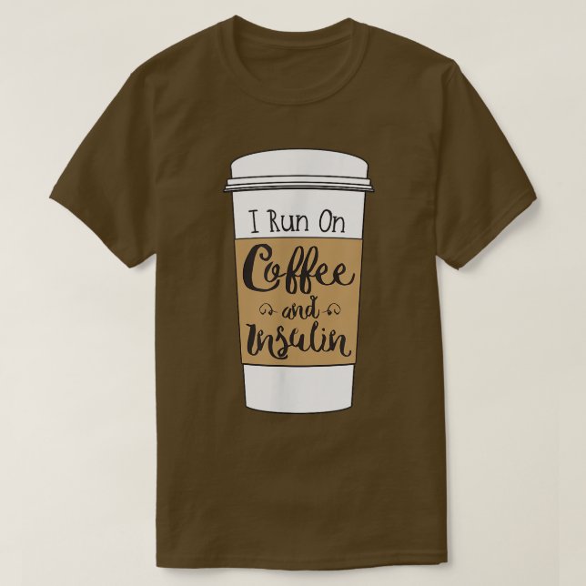 Camiseta Corro con café e insulina para la diabetes (Diseño del anverso)