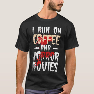 Camiseta Corro con Café y Películas de Terror Disfraz de Ha