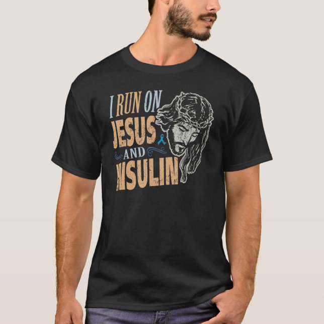 Camiseta Corro con Jesús e insulina T1D Diabetes (Anverso)