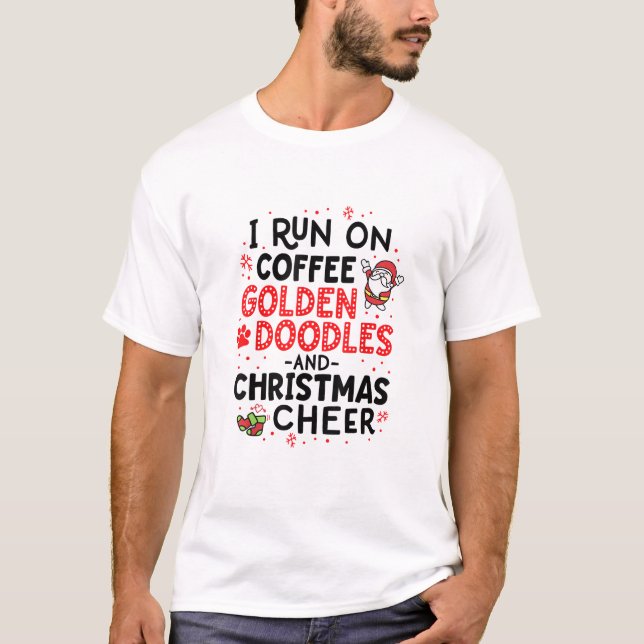 Camiseta Corro En Café Doodles Dorados Y Navidades Saludan (Anverso)