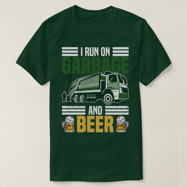 Camiseta Corro En El Camión De Basura Y Beber. (Diseño del anverso)