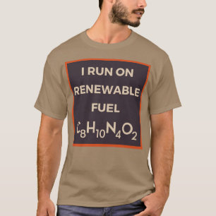 CAMISETA CORRO EN FÓRMULA QUÍMICA DE CAFETERÍA DE COMBUSTIB