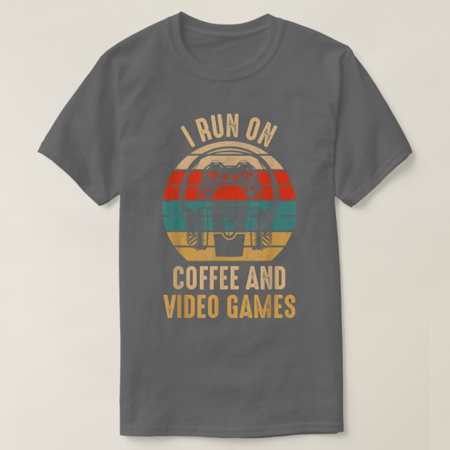 Camiseta Corro en juegos de café y video divertidos (Diseño del anverso)