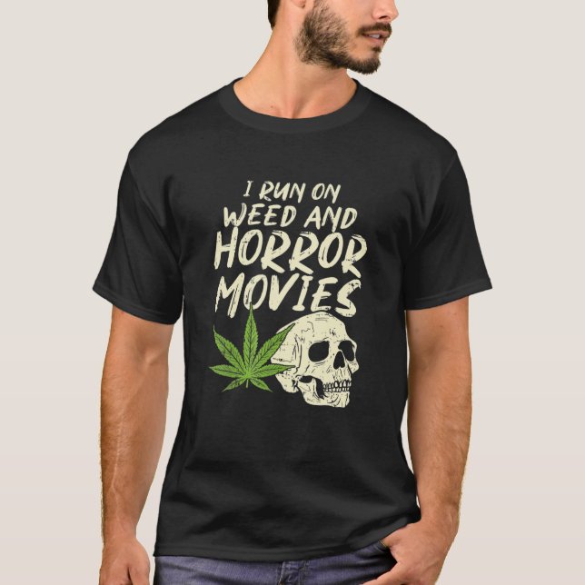 Camiseta Corro películas de terror de Weed Skull Funny Hall (Anverso)